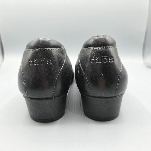 Taos Debut Shoes Womens 8 Black Leather Comfort Low Heel Slip On Cushioned - Picture 6 of 14